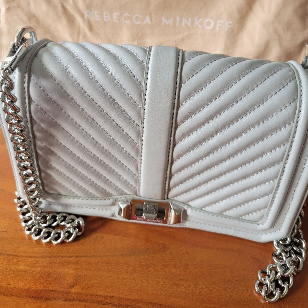 Rebecca Minkoff Crossbody Bag Quilted Soft Leather Chevron Career Business
